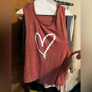 Comfortable red tank top with white heart